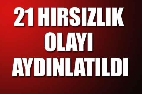 21 hırsızlık olayı aydınlatıldı