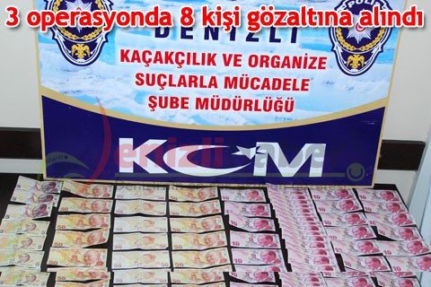 3 operasyonda 8 kişi gözaltına alındı