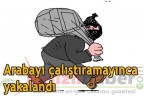 Arabayı çalıştıramayınca yakalandı