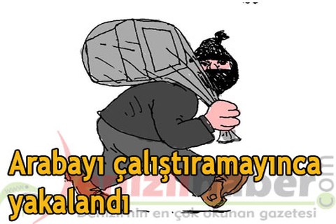 Arabayı çalıştıramayınca yakalandı