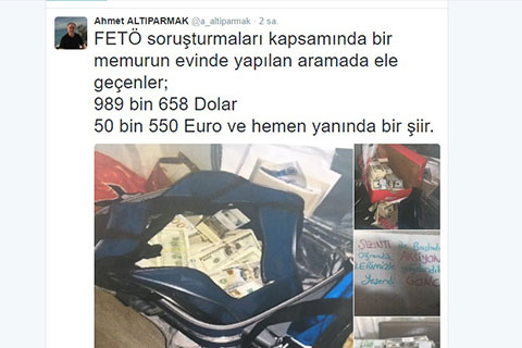 FETÖ’cü memurun evinden servet çıktı