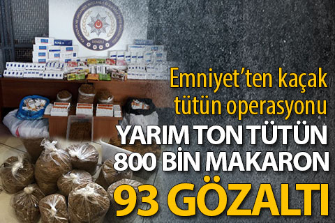 Emniyet’ten kaçak tütün operasyonu: 93 gözaltı