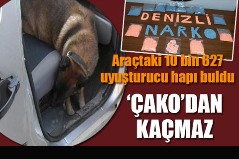 Araçtaki 10 bin 627 uyuşturucu hapı ‘Çako’ buldu
