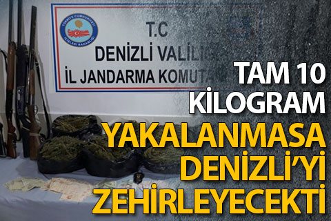Tavas’ta düzenlenen operasyonda 10 kilogram esrar ele geçirildi