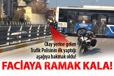Sevindik’te belediye otobüsü faciaya ramak kala durdu