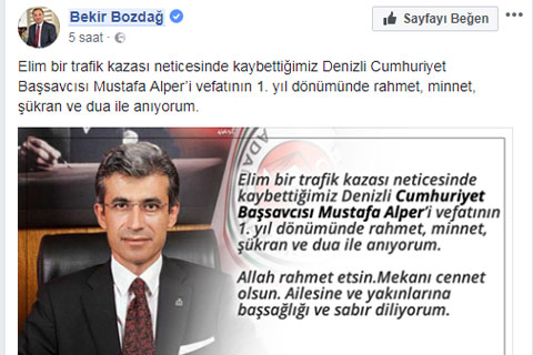 Bozdağ, Başsavcı Alper’i unutmadı
