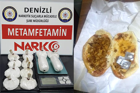 Adliyedeki arkadaşlarına ekmek arası uyuşturucu getirdi