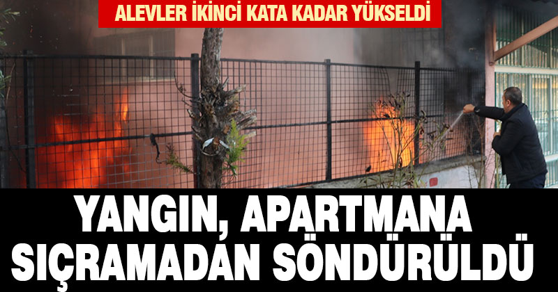 Apartmanın bahçesinde çıkan yangın söndürüldü