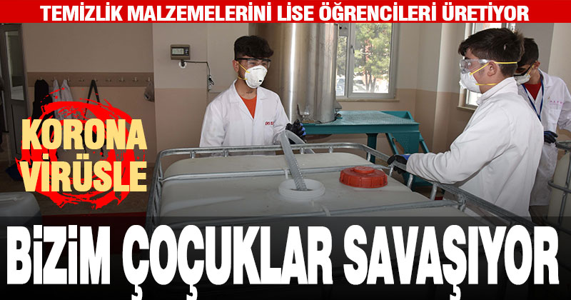 Koronavirüsle mücadelede kullanılan temizlik malzemelerini öğrenciler üretiyor