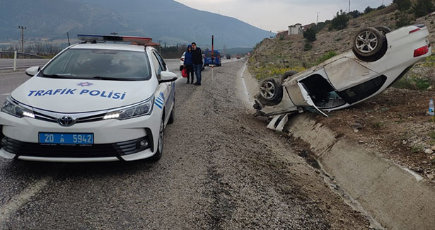 Cankurtaran’da otomobil takla attı