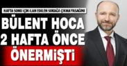 Bülent Topuz, sokağa çıkma yasağını iki hafta önce önermişti