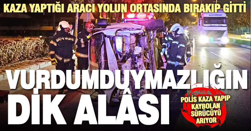 Ağaca çarparak devirdiği minibüsü bırakıp giden sürücü aranıyor