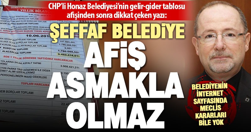 CHP’li belediyenin gelir-gider tablosu afişinden sonra dikkat çeken yazı