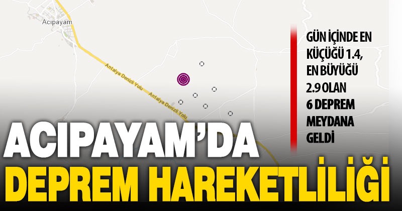 Acıpayam’da mikro ve düşük şiddette 6 deprem meydana geldi