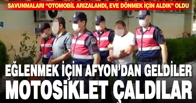 Eğlenmek için geldikleri Çivril’den motosiklet çalıp gittiler