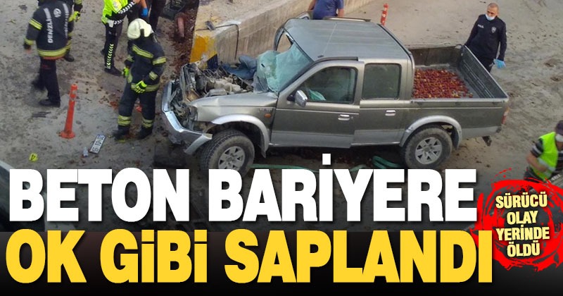 Beton bariyere çarpan pikabın sürücüsü öldü