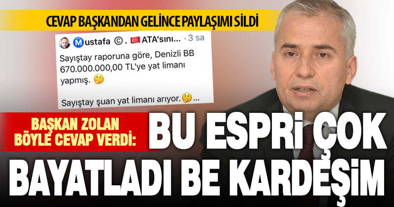 Bayatlayan ‘Denizli’ye yat limanı’ paylaşımına Başkan Zolan’dan cevap