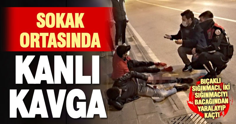 Üç sığınmacı arasındaki kavgada iki kişi bıçaklandı