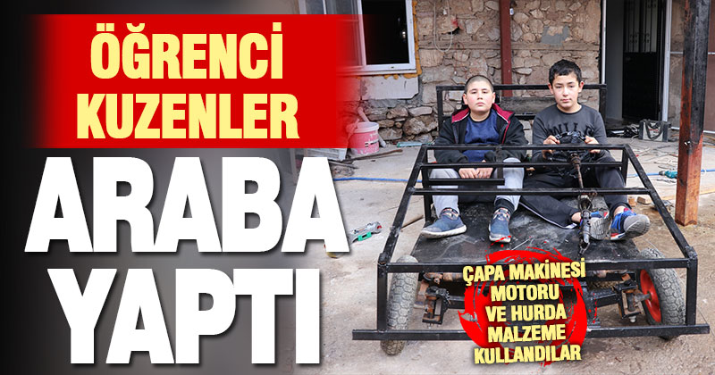 Ortaokul öğrencisi iki kuzen, kendi arabalarını yapıyor