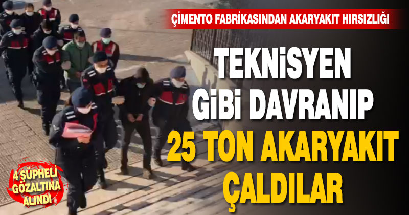 Fabrikadan 25 ton akaryakıt çalan, 4 şüpheli gözaltına alındı