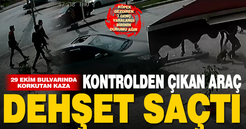 Kontrolden çıkan otomobil yayaların arasına daldı: Biri ağır 3 yaralı