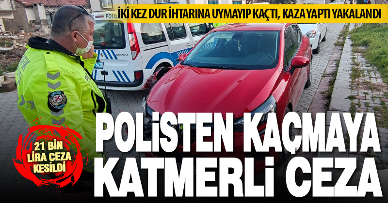 Otomobille polisten iki kez kaçan ve kaza yapan sürücü kovalamaca sonucu yakalandı
