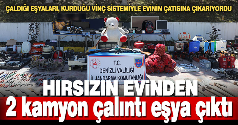 Denizli’de yakalanan hırsızlık şüphelisinin evinde iki kamyon çalıntı eşya bulundu