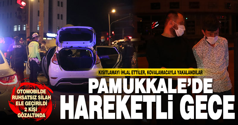 Kısıtlama denetiminde araçlarında tabanca ve uyuşturucu aparatı bulunan 2 kişi yakalandı