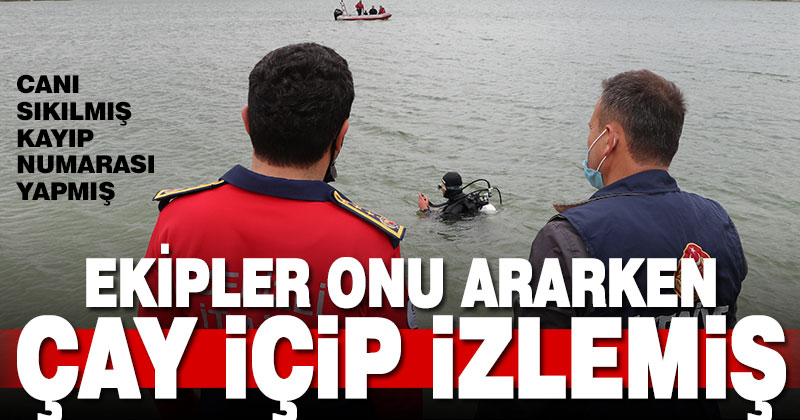 Ekipler su altında onu ararken, o çay içip çalışmaları izlemiş