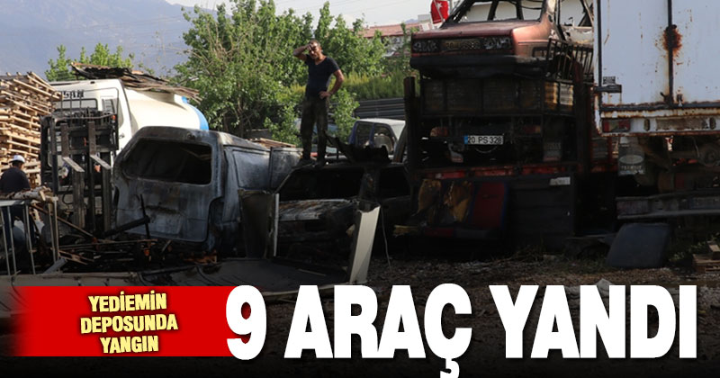 Sümer’deki yediemin otoparkında çıkan yangında 9 araç zarar gördü