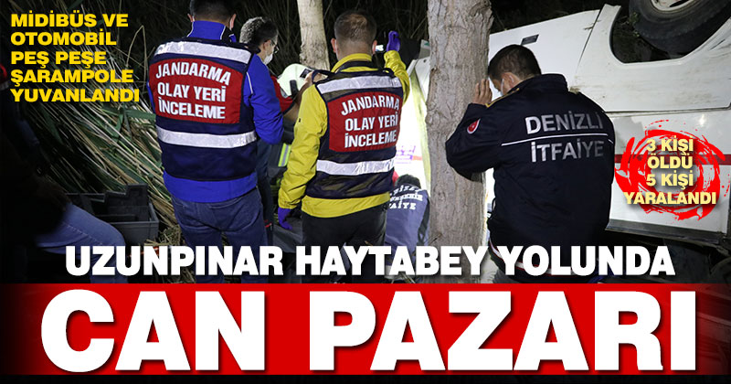 Uzunpınar-Haytabey yolunda iki araç şarampole yuvarlandı: 3 kişi öldü 5 kişi yaralandı