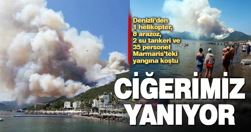 Marmaris’teki yangına Denizli’den destek