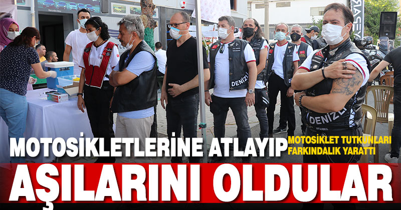 Motosiklet tutkunları, aşının önemine dikkati çekmek için birlikte aşı oldu