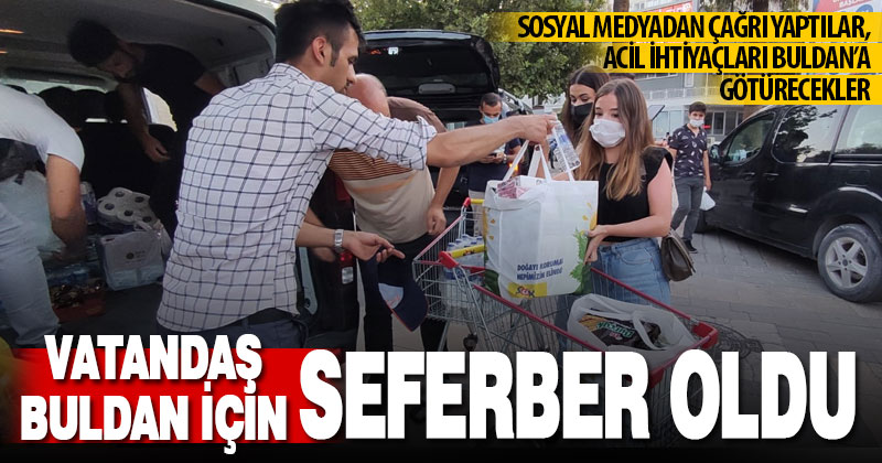 Vatandaşlar Buldan için yardım malzemesi topladı