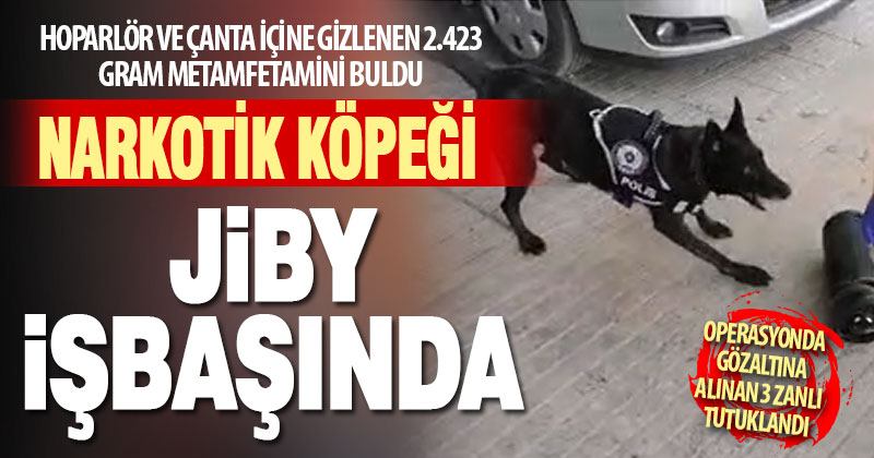 Narkotik köpeği Jiby hoparlör içine gizlenen uyuşturucuyu buldu