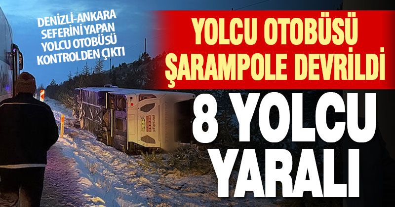 Yolcu otobüsü şarampole devrildi: 8 yaralı