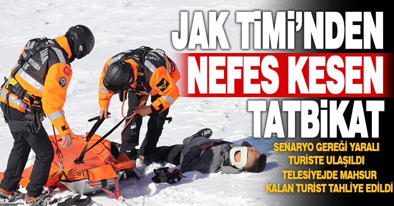 Jandarma Arama Kurtarma Timi’nden Denizli Kayak Merkezi’nde nefes kesen tatbikat