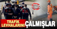 Trafik levhası hırsızlığı yapan 4 şüpheli tutuklandı