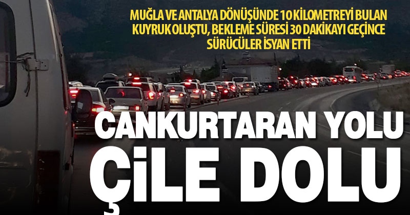 Cankurtaran yolunda 10 kilometreyi bulan kuyruk oluştu