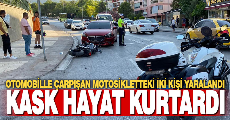 Denizli’de otomobille çarpışan motosikletteki 2 kişi yaralandı
