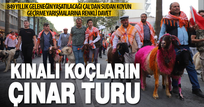 “Sudan Koyun Geçirme Yarışması” öncesi kınalı koçlar şehir turu attı