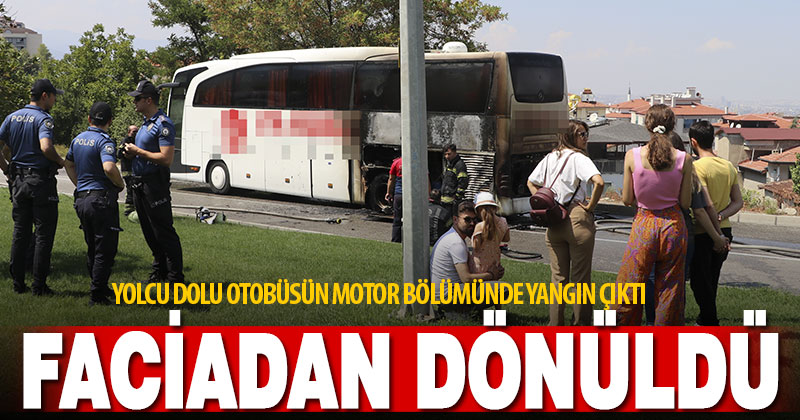 Seyir halindeki yolcu otobüsünde yangın çıktı