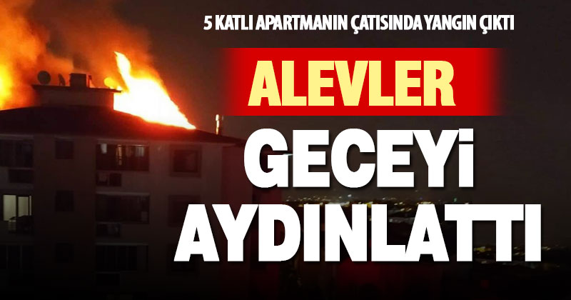 Yenişehir’de 5 katlı apartmanın çatısında yangın çıktı