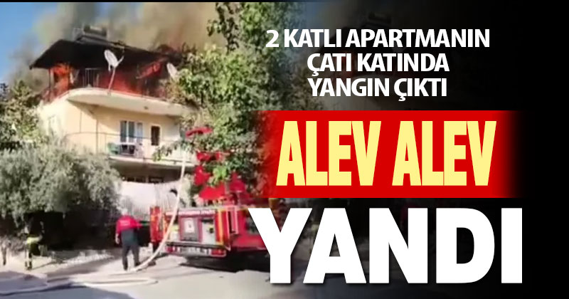 Denizli’de apartmanın çatı katında çıkan yangın söndürüldü