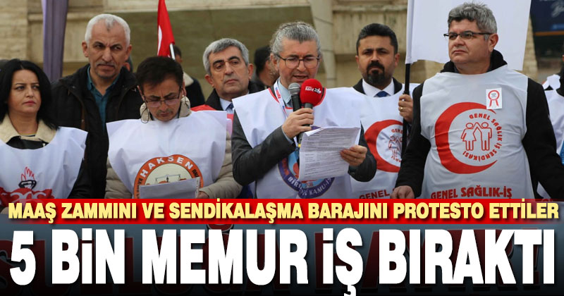 Denizli’de 5 bin memur maaş zammı ve sendika barajını protesto için iş bıraktı