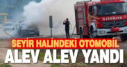 Seyir halindeyken yanan otomobil kullanılamaz hale geldi