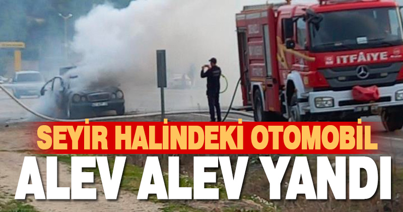 Seyir halindeyken yanan otomobil kullanılamaz hale geldi