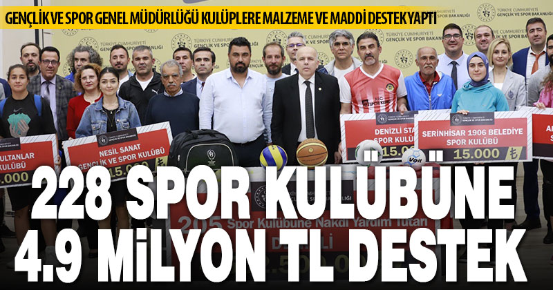 Denizli’de 228 spor kulübüne 4 milyon 897 bin 500 TL maddi destek