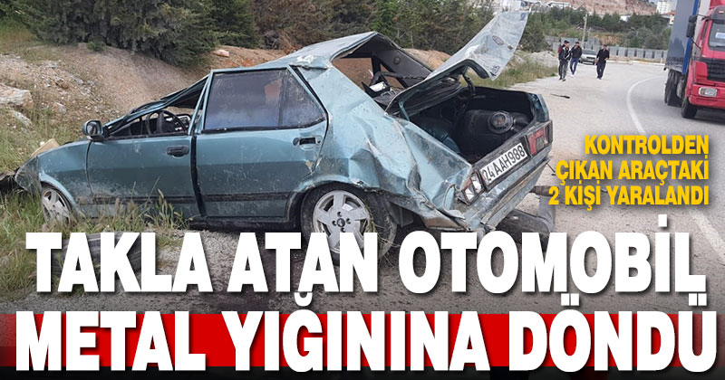 Takla atan otomobil metal yığınına döndü: 2 yaralı