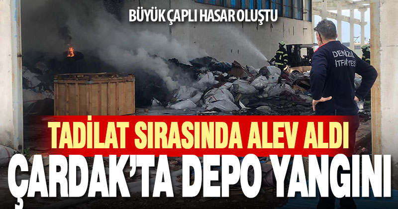 Tadilat yapılan depoda yangın çıktı